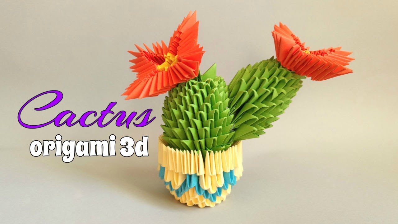 CACTUS en técnica ORIGAMI 3D/paso a paso.