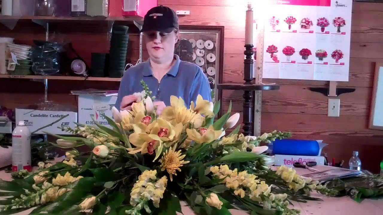 A peek inside the flower barn as I make a casket spray...