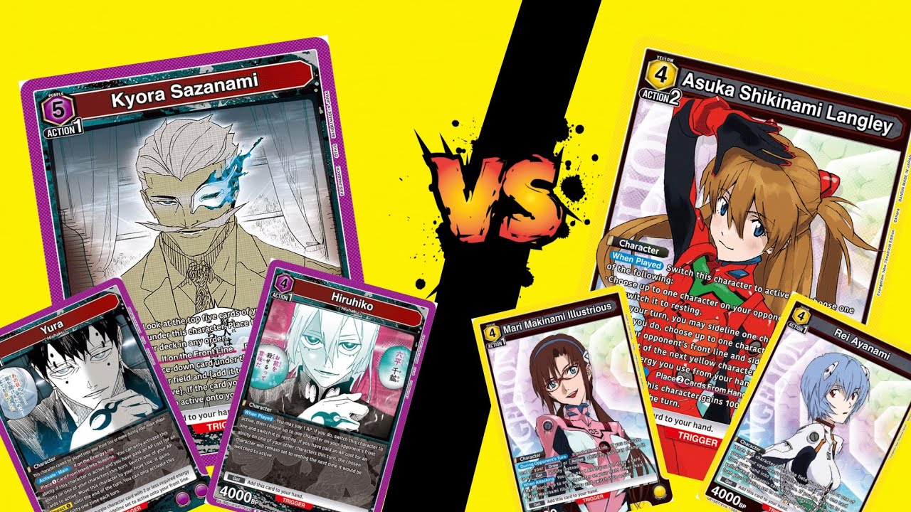 Purple Kyora Sazanami vs yellow Evangelion girl power (union arena)(best of3)
