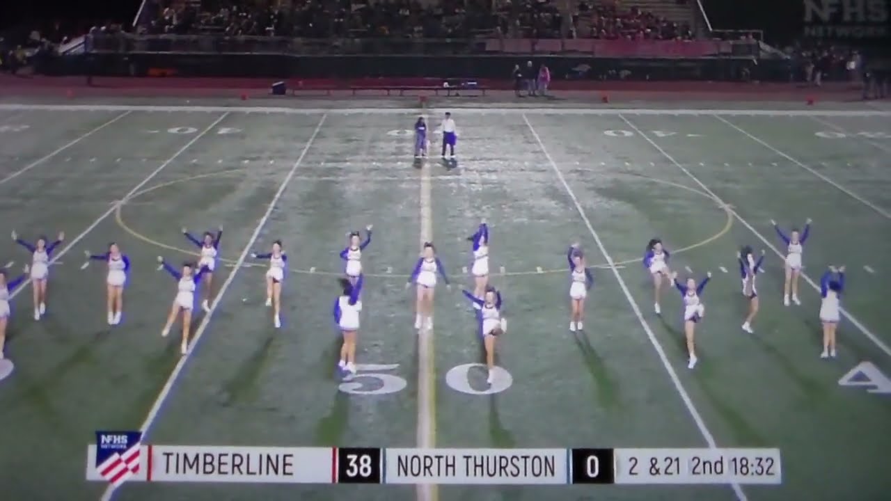 North Thurston cheerleaders perform at half of Timberline game, 10/10/25