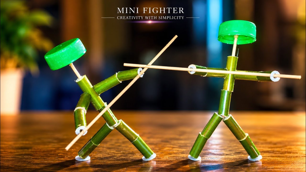 How to make a fighter with bamboo | Bamboo doll fighter (DIY)