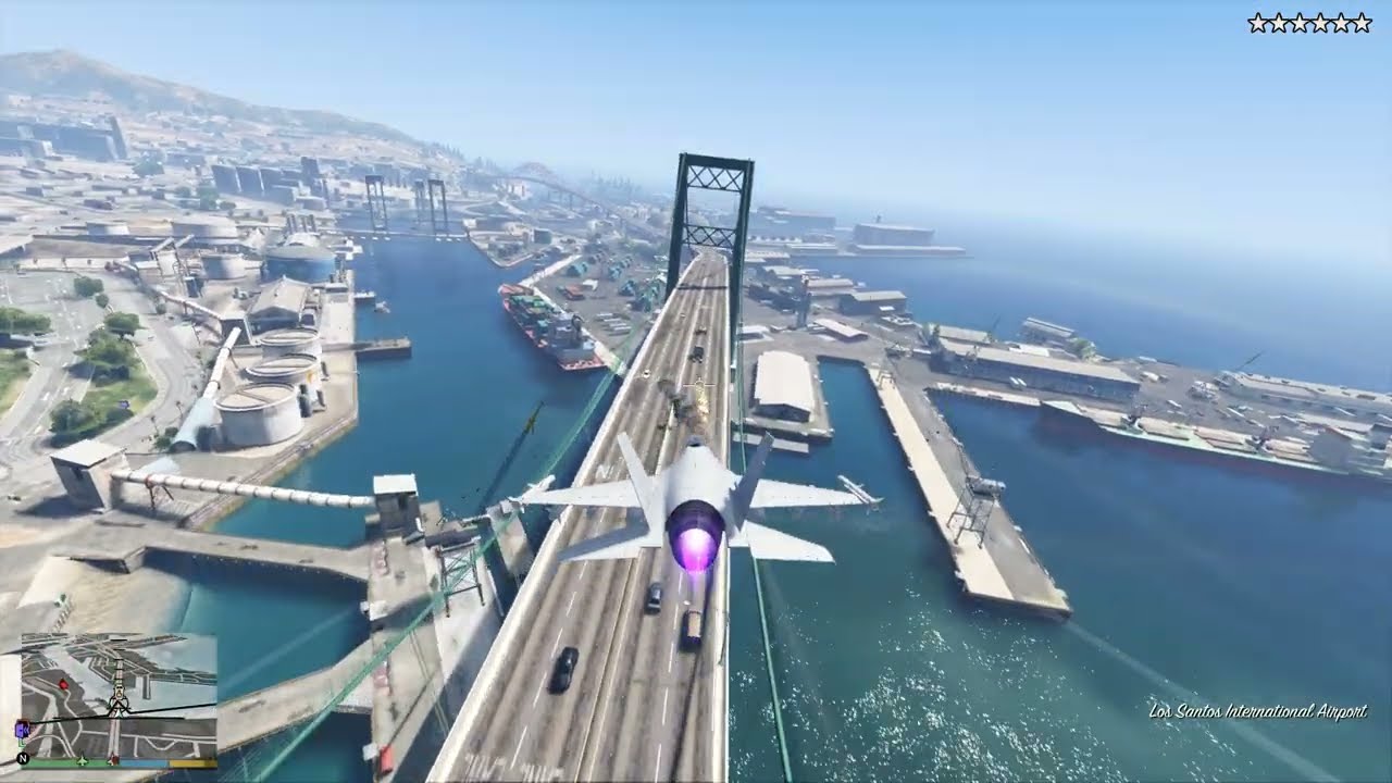 GTA 5 - LAZER Fighter Jet Rampage Across San Andreas + Ten Star Escape