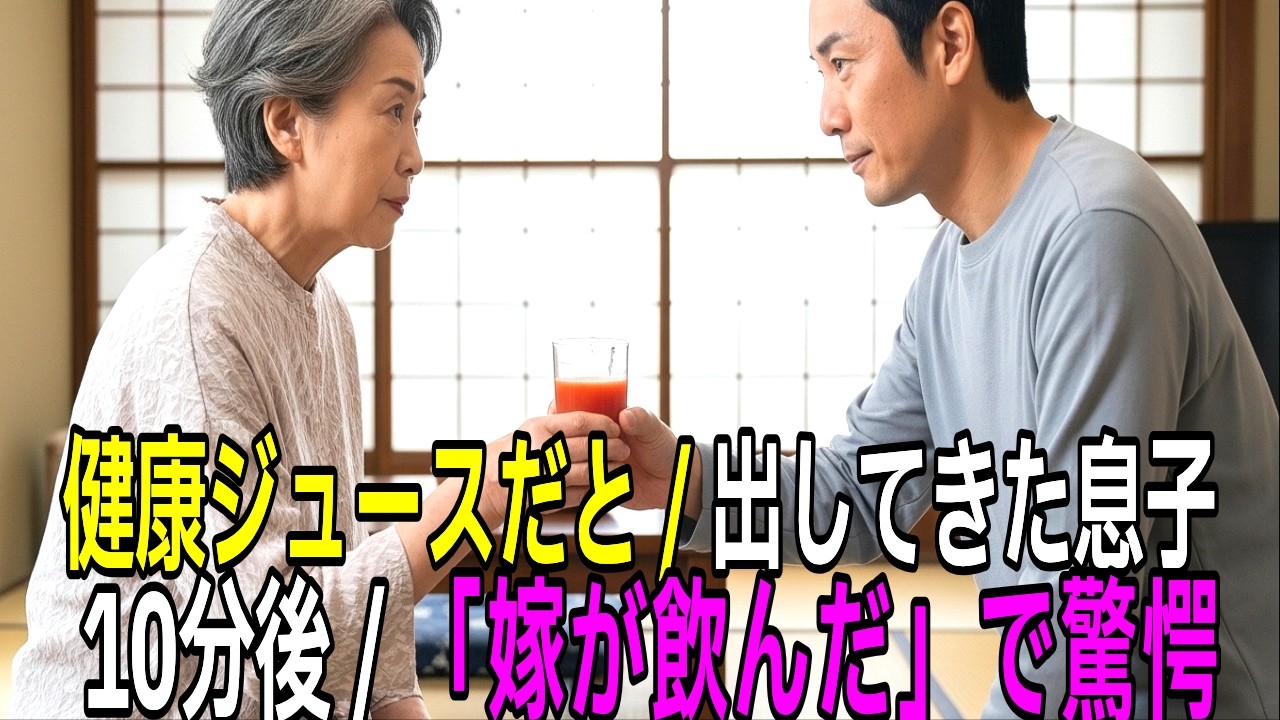 息子が毒を盛ったジュースを差し出した。10分後「ジュース、美味しいでしょ？」と息子が尋ねるので、「さあな。そのジュース、嫁が飲んだけど…」その瞬間、息子は――#動エピソード#老後の物語 #家族の物語