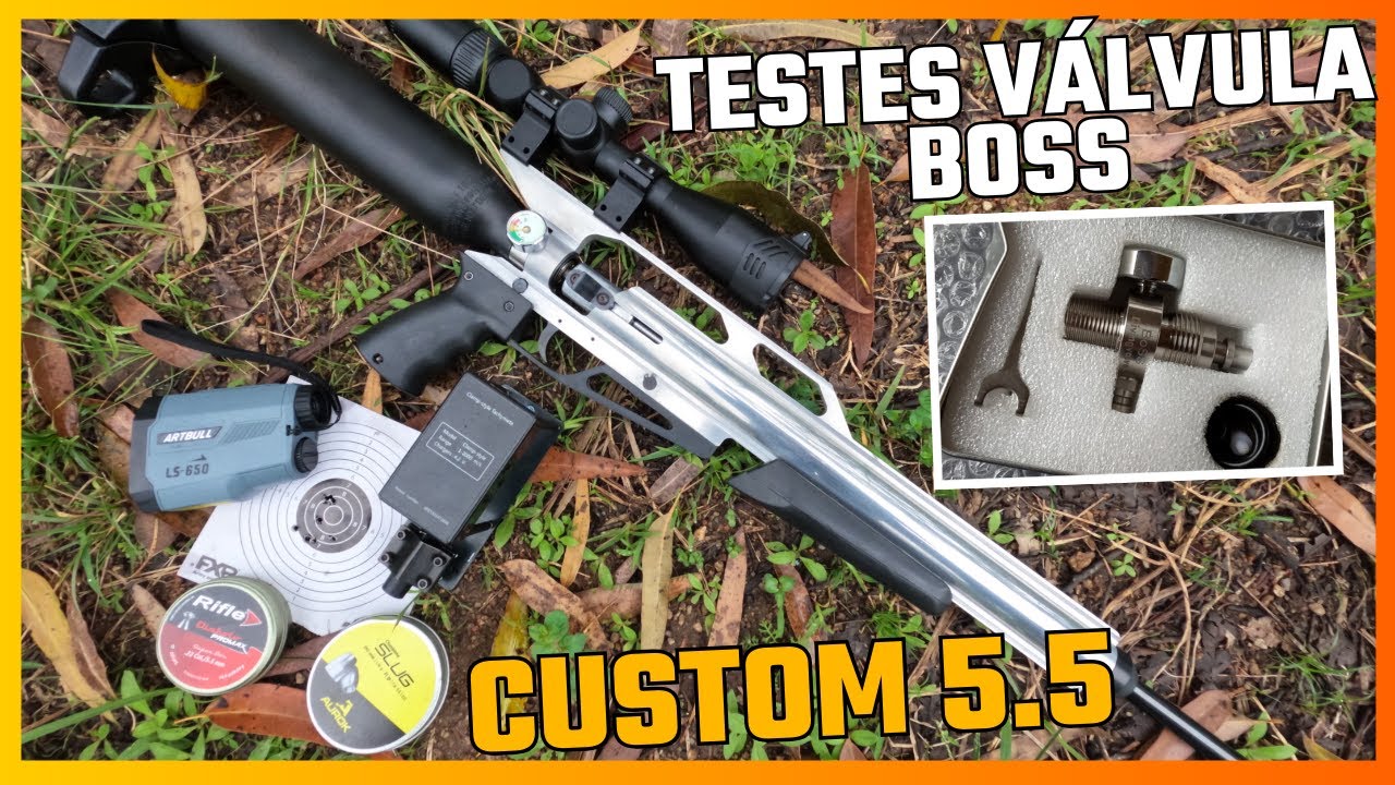 CARABINA CUSTOM 5.5 VÁLVULA BOSS ALTO FLUXO PRECISÃO A 40 METROS E CRONOGRAFAGEM