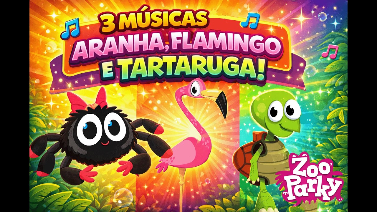 Mini Playlist - Aranha - Flamingo - Tartaruga | Zooparky (Desenho Infantil)