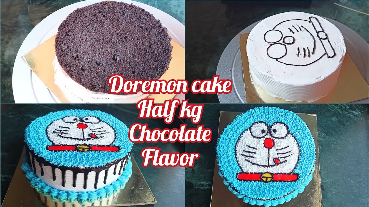 Half kg Doremon cake | Chocolate flavor Doremon cake | Easy Doremon cake tutorial for beginners