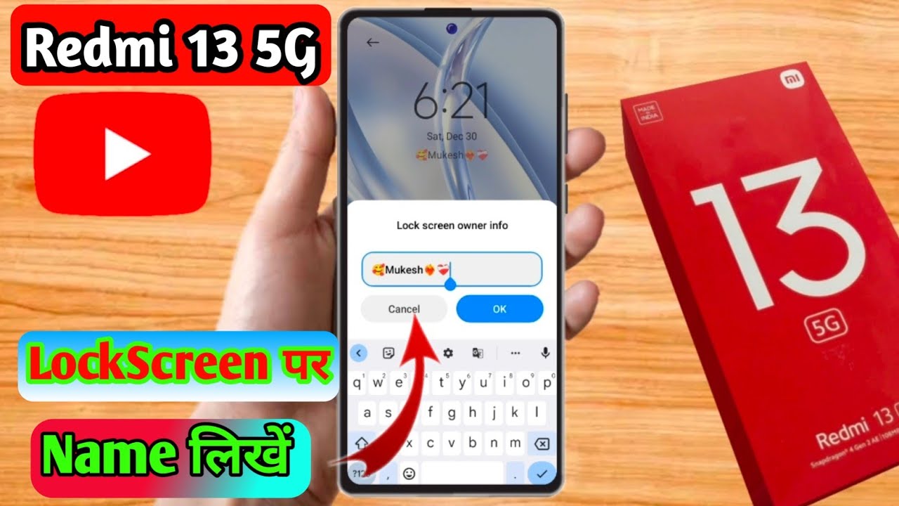 redmi 13 5g lock screen par name kaise likhe, redmi 13 5g lock screen name