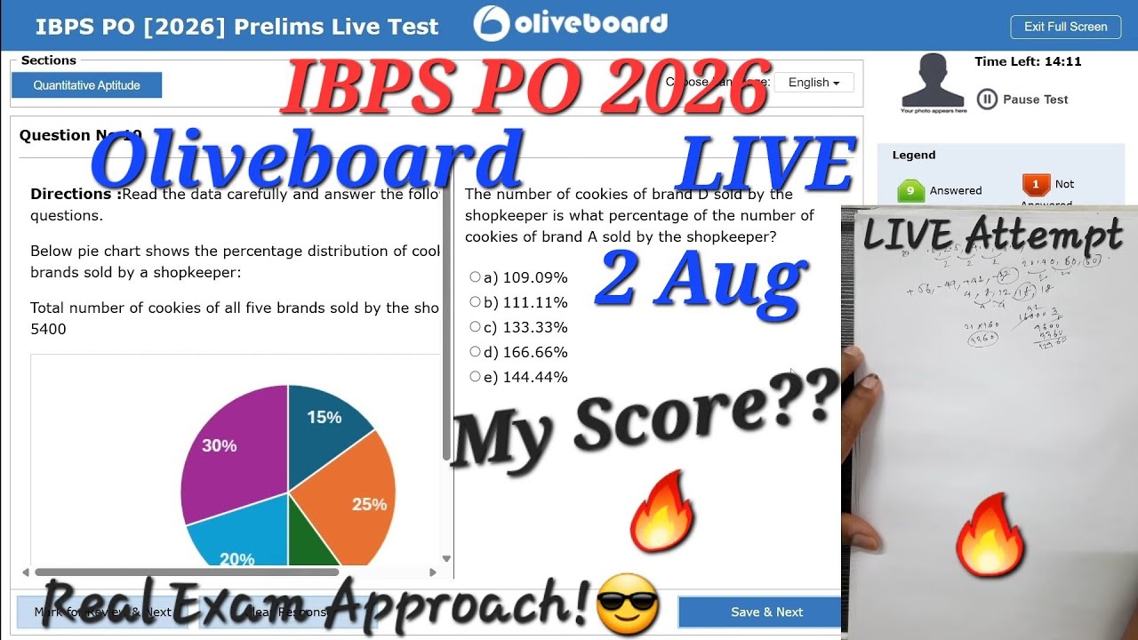 Пробный экзамен в прямом эфире IBPS PO от OLIVEBOARD за 2 августа | Мой РЕЗУЛЬТАТ🔥😎| Как сдавать ...