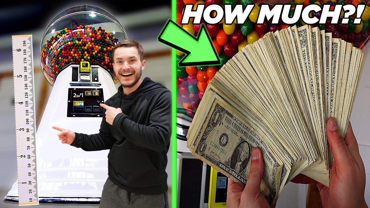 Collecting Money From Our 7 FOOT Gumball Vending Machine!