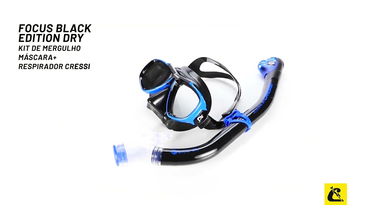 Kit de Mergulho M&aacute;scara + Respirador Cressi Focus Black Edition + Orion Dry: Conforto e Seguran&ccedil;a
