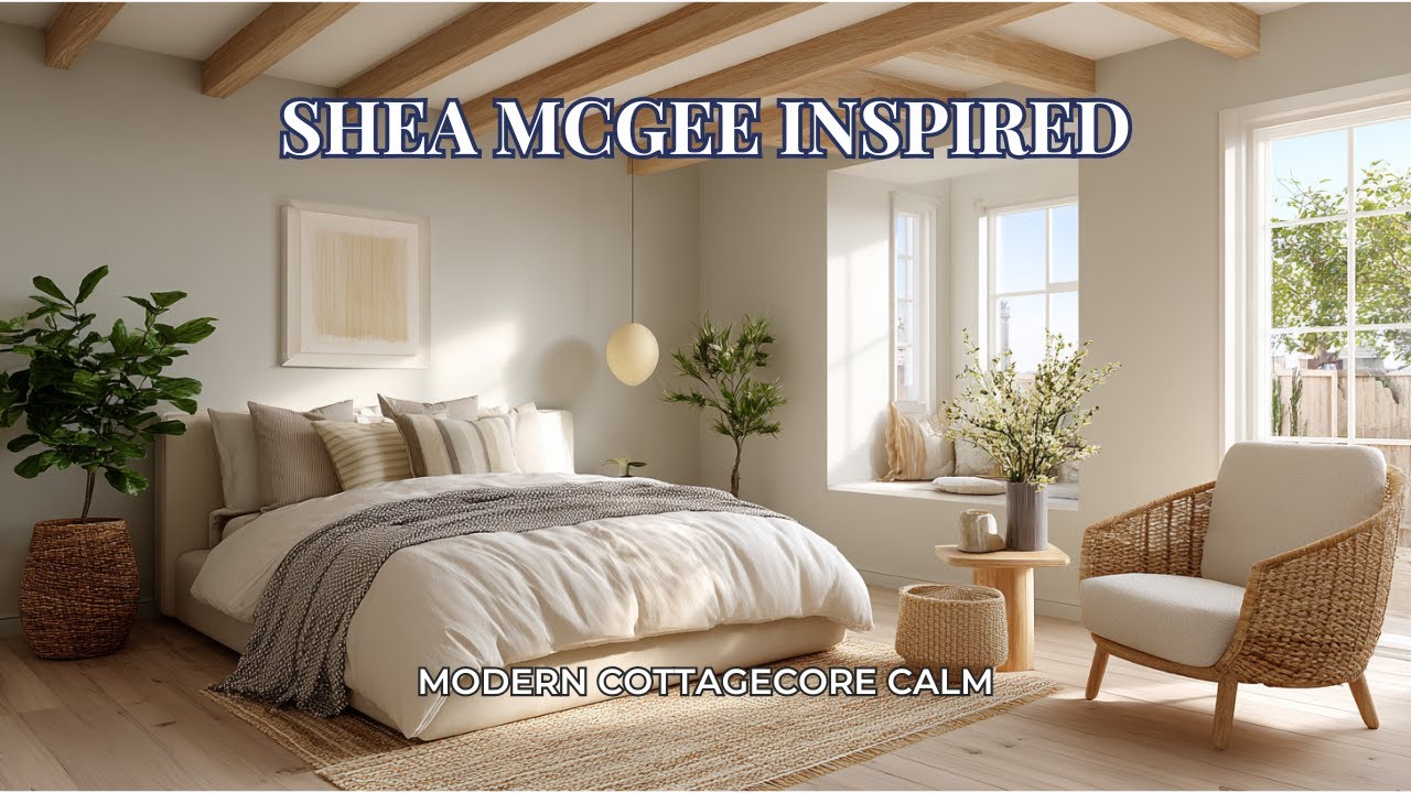 Shea McGee Inspired Modern Cottagecore Bedroom Tour | Calm Neutrals & Layered Comfort
