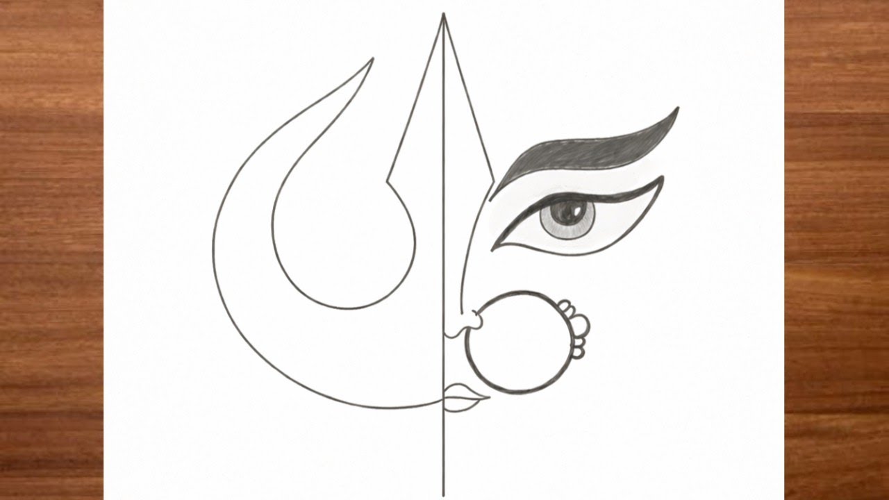 Navratri Special Maa Durga Eye with Trishul Drawing | Easy Pencil Sketch