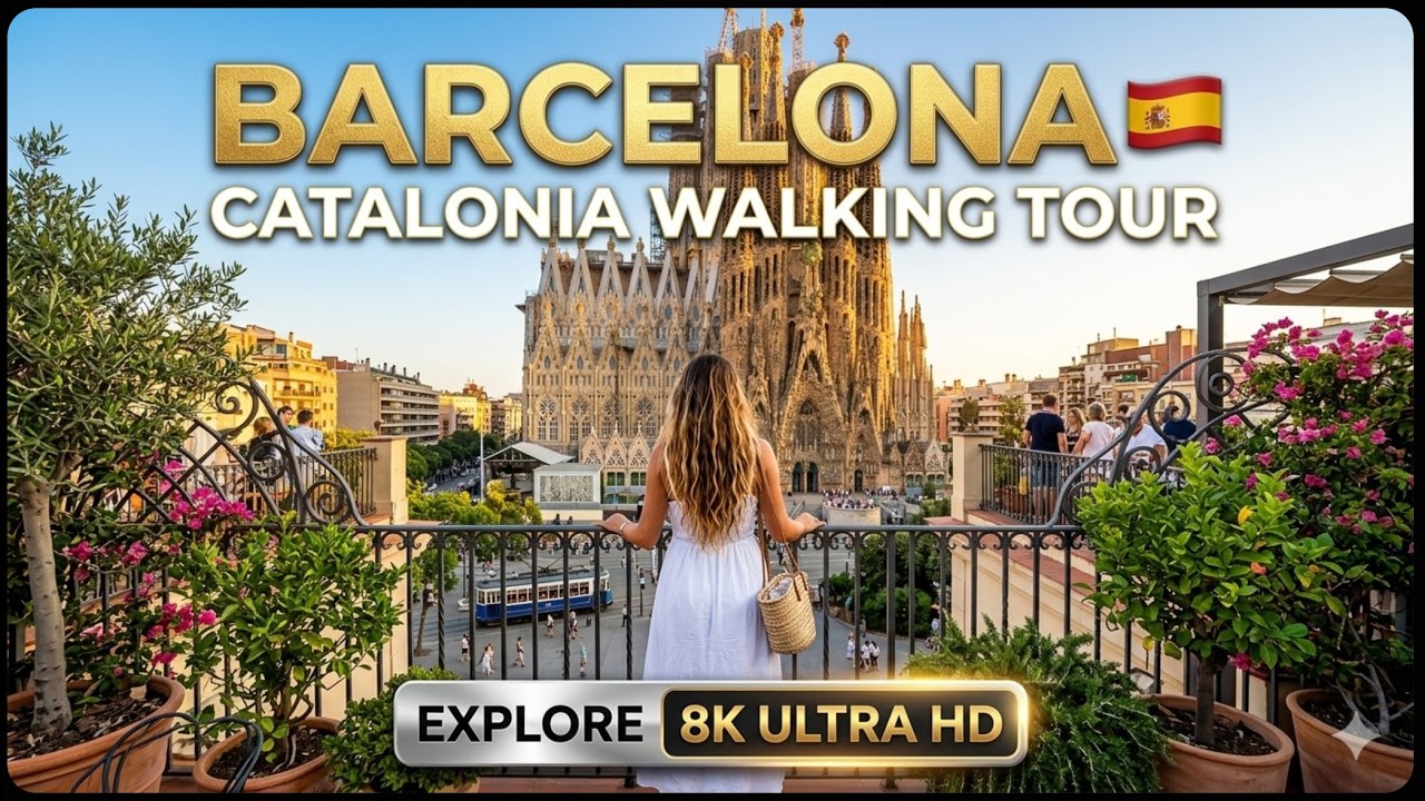 Explore Barcelona, Spain 🇪🇸 | Catalonia Walking Tour in stunning 8K Ultra HD