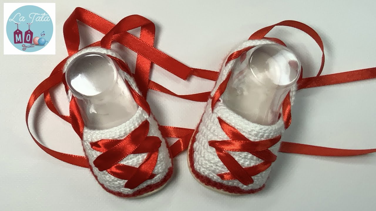 PATRON FÁCIL DE GANCHILLO ZAPATITOS PASO A PASO A CROCHET EN ESPAÑOL. Alpargatas Pamplonicas bebé