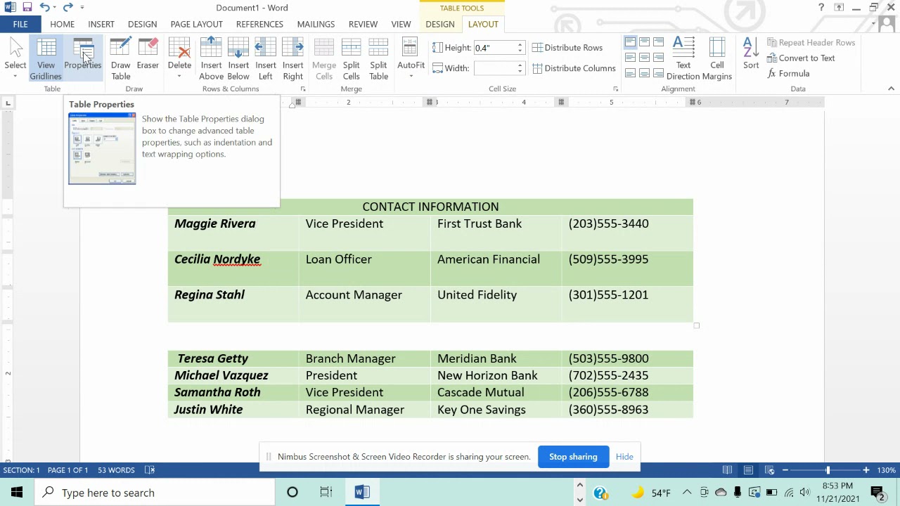 Center a Table in a Document