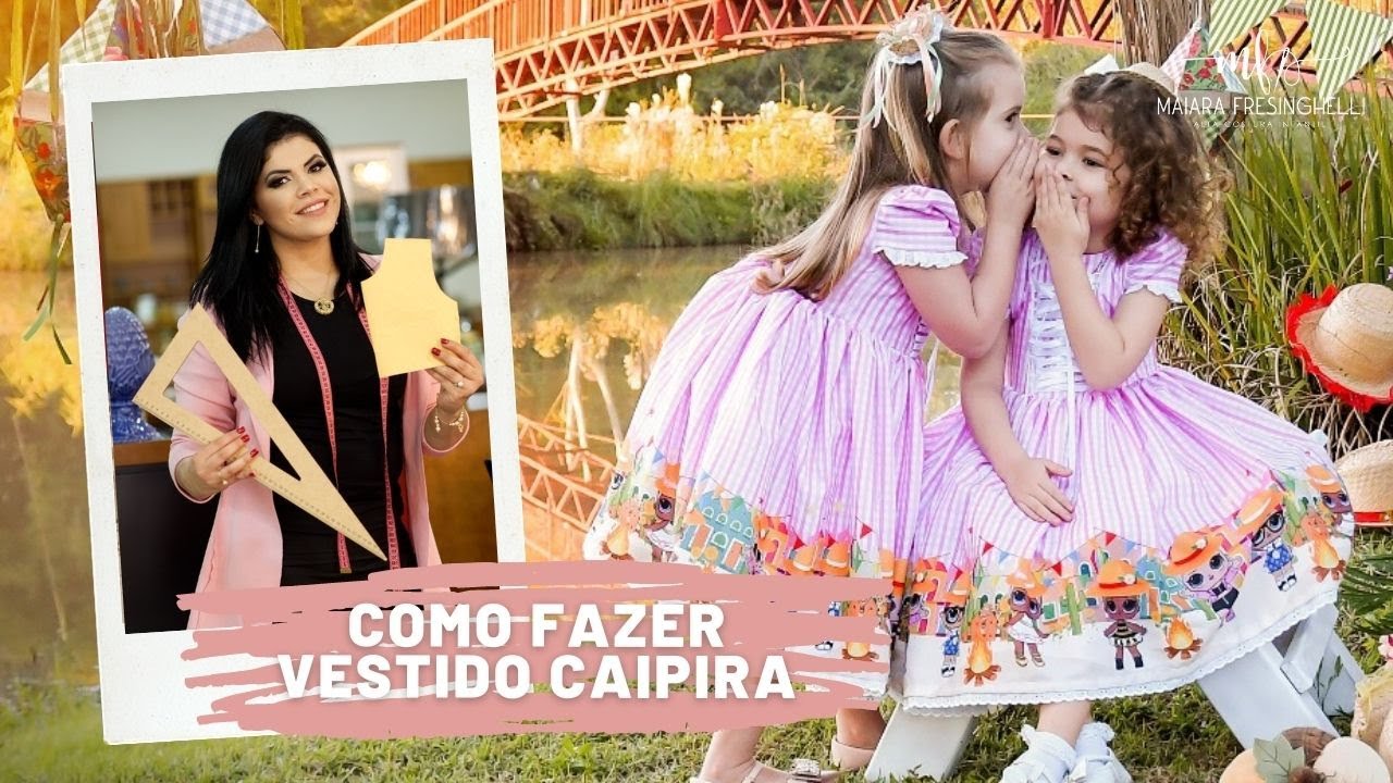 COMO FAZER VESTIDO CAIPIRA| Molde infantil grátis para imprimir
