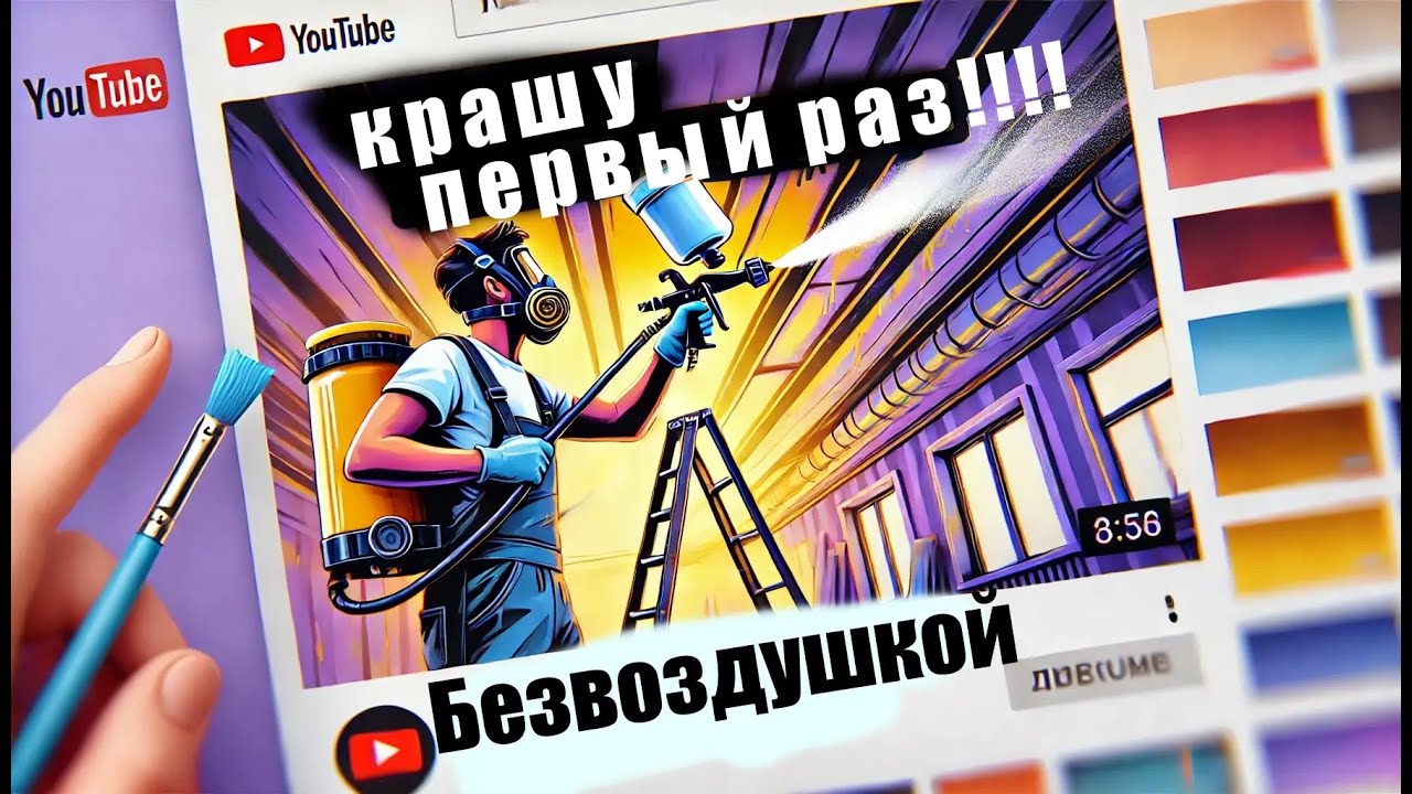 Покраска потолка краскопультом из китая BAOBA 390