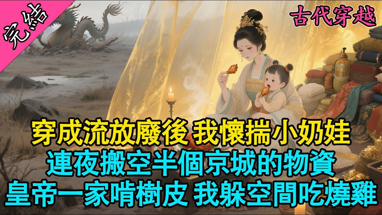 【一口氣聽完】現代社畜穿成流放廢後？我連夜搬空皇宮去逃荒！仇人啃樹皮，我在空間裡吃燒雞...🍗😏｜古言穿越空間爽文#穿越 #小說 #古言 #有聲書 #爽文 #大女主
