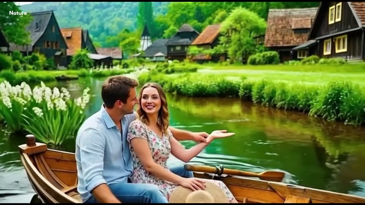 Beautiful piano music with a stunning view of mountains and lakes