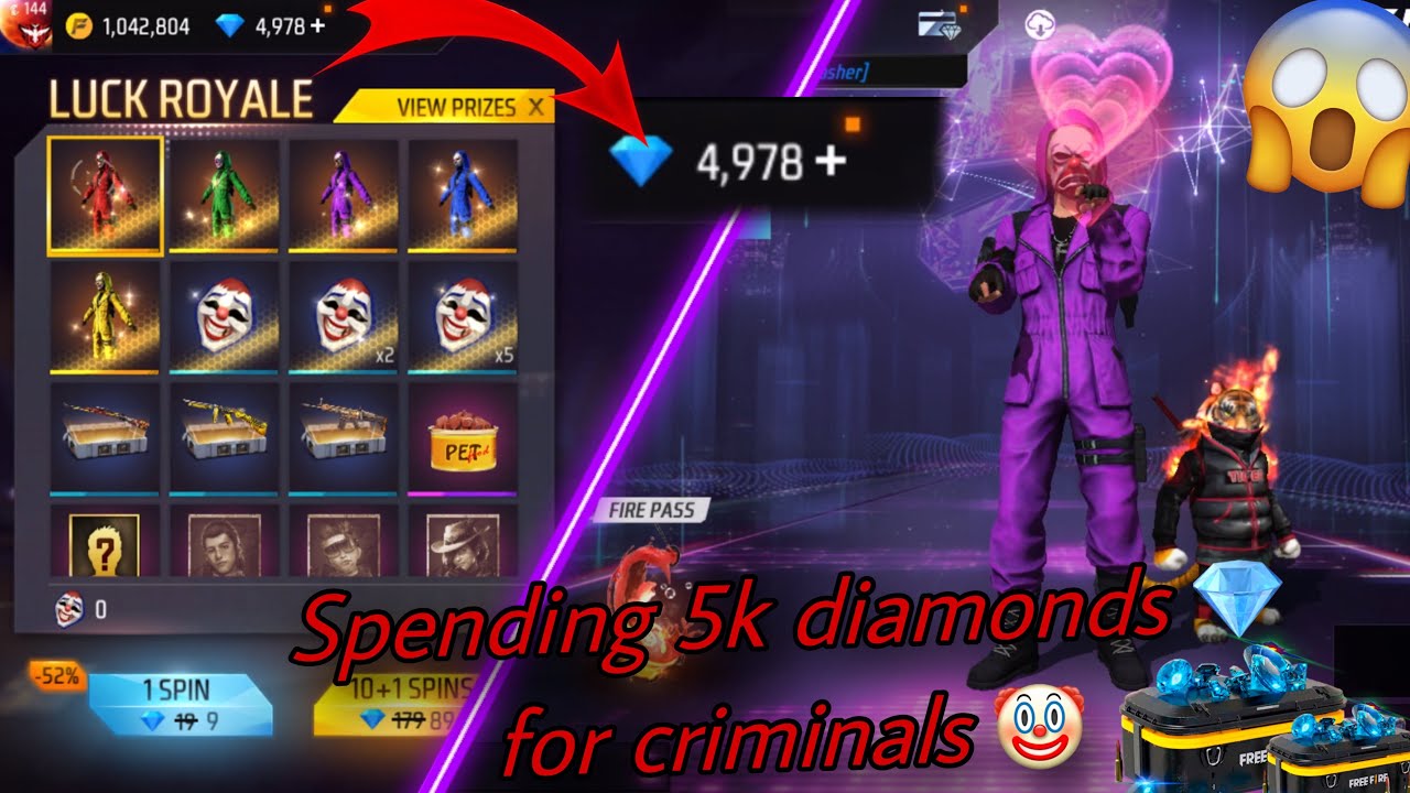 🤯Βάζω 5k diamonds 💎 για τους criminals🤯 πείρα κανένα?🤔{ Βάζω λεφτά στο Free Fire Part 28 } 🤡