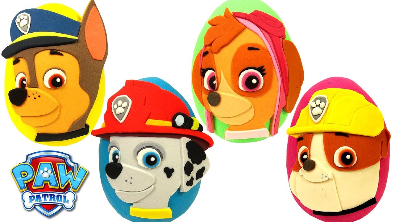 Ovos Surpresas  da Patrulha Canina do Marshall Chase Skye e Rubble de Massinha Play Doh