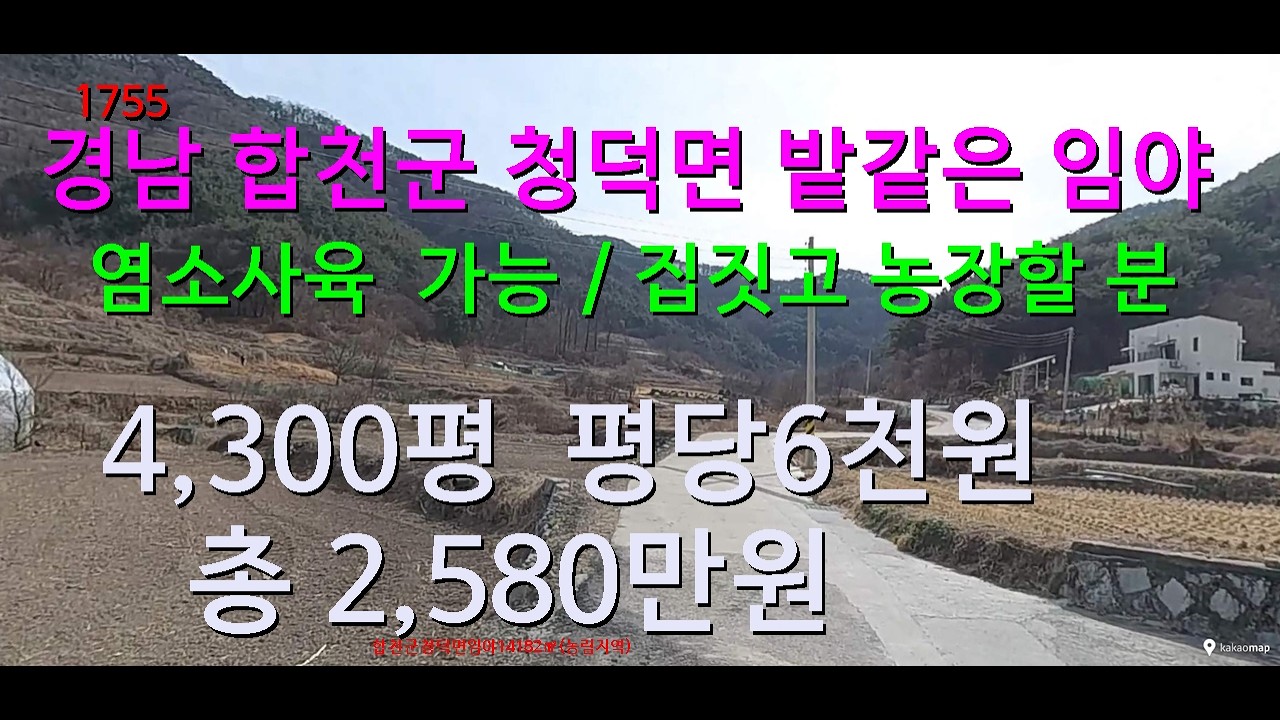 [번호 1755}합천군 청덕면 임야 급매물