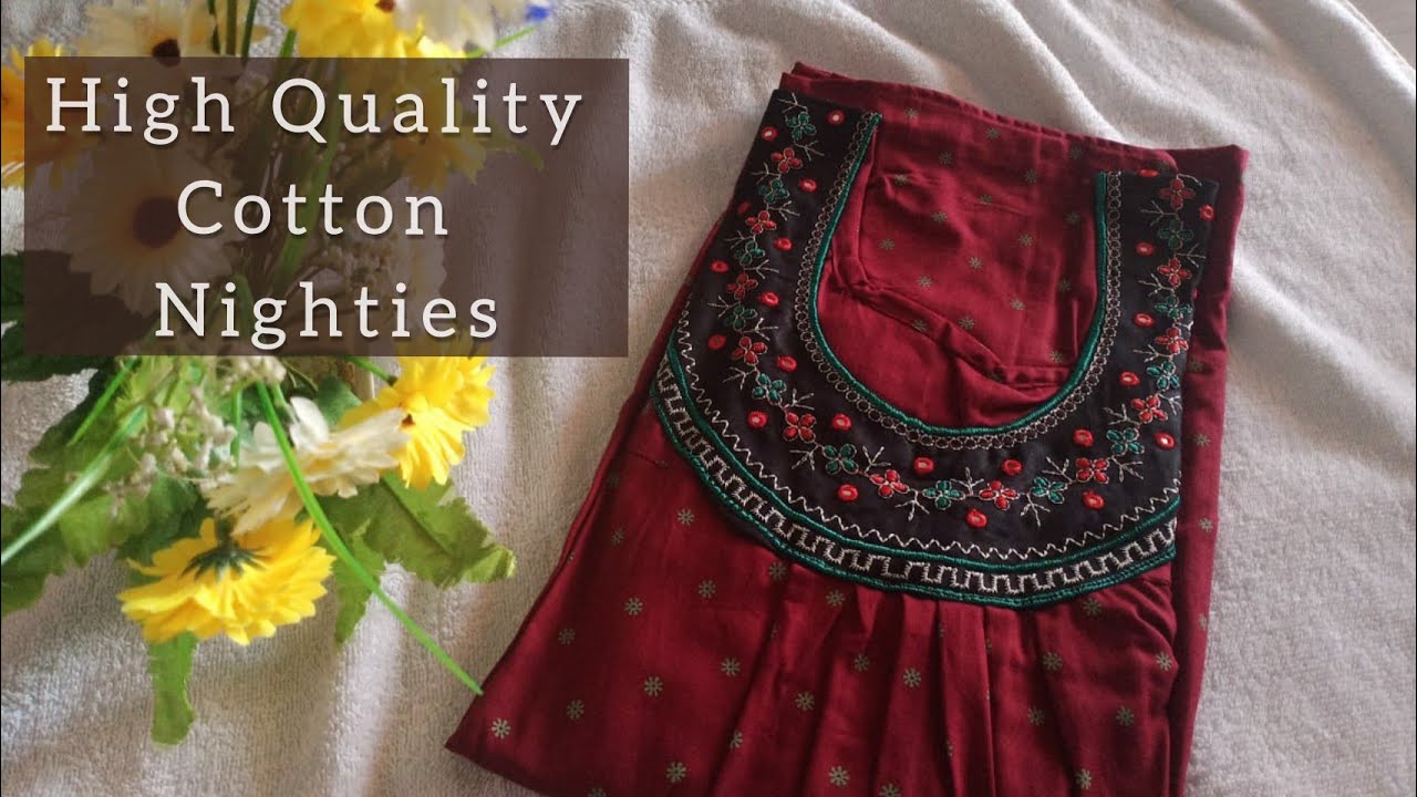 Pure cotton Nightys with Patch and Mirrors Designs | Thukira sarees | Cotton Nighty 450-499 Rupees