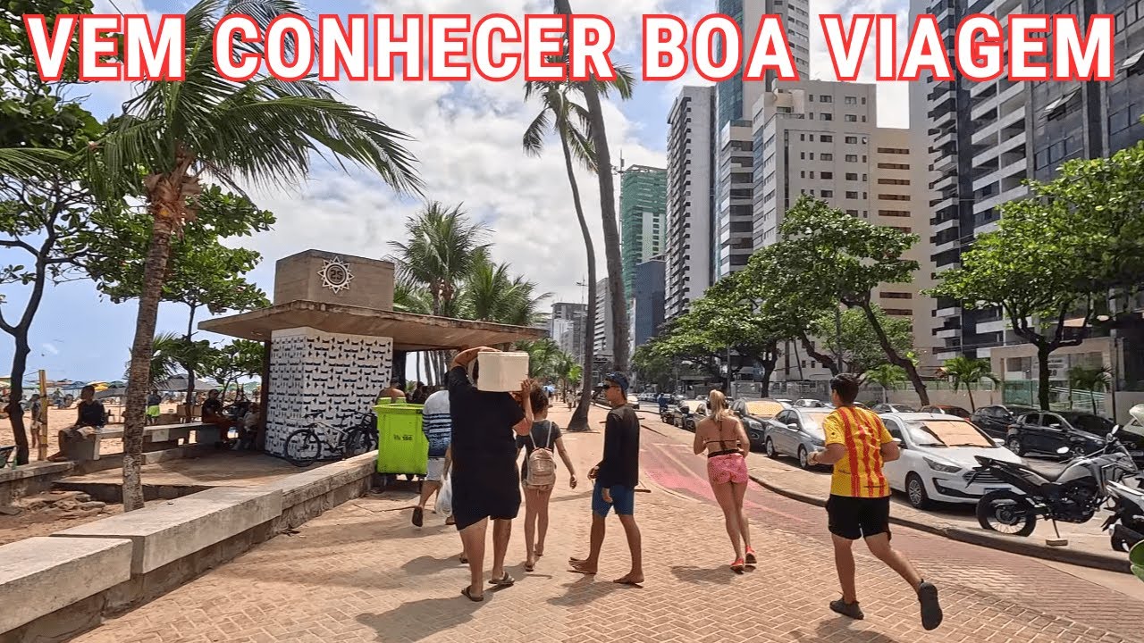 CALÇADÃO e ORLA da PRAIA de BOA VIAGEM em RECIFE - PERNAMBUCO. VEM PASSEAR NESTE PARAISO.