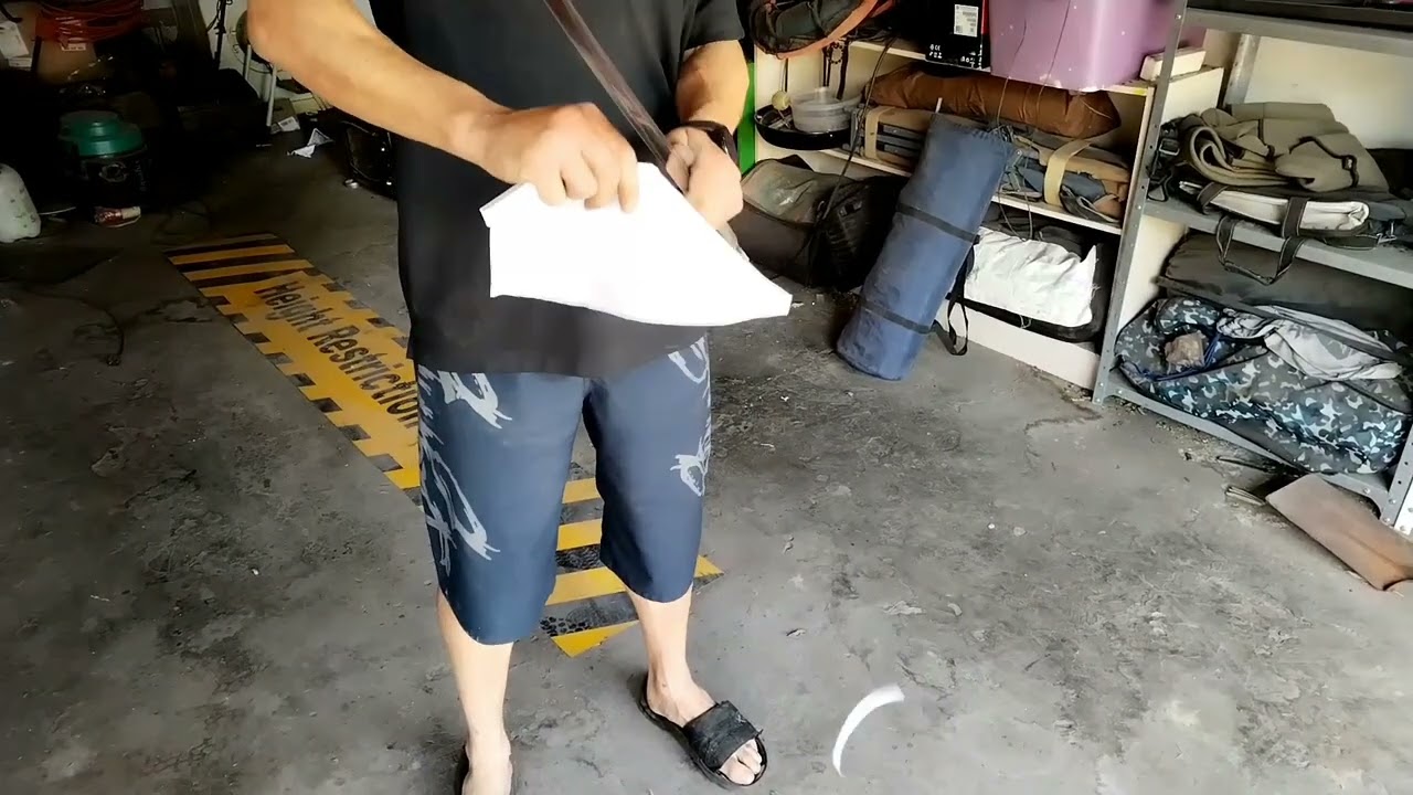 testing sharpness of my katana