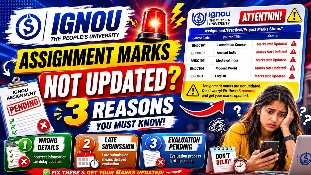IGNOU Assignment Marks Not Updated? 3 Reasons & 60 Second Me Solution