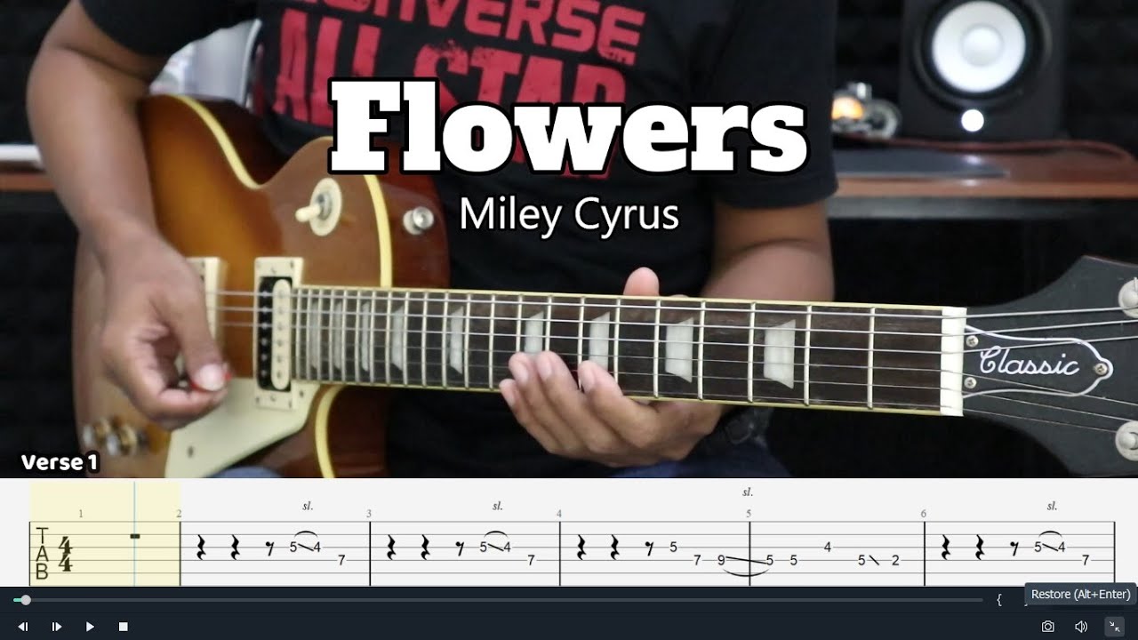 Flowers - Miley Cyrus - Guitar Instrumental Cover + Tab