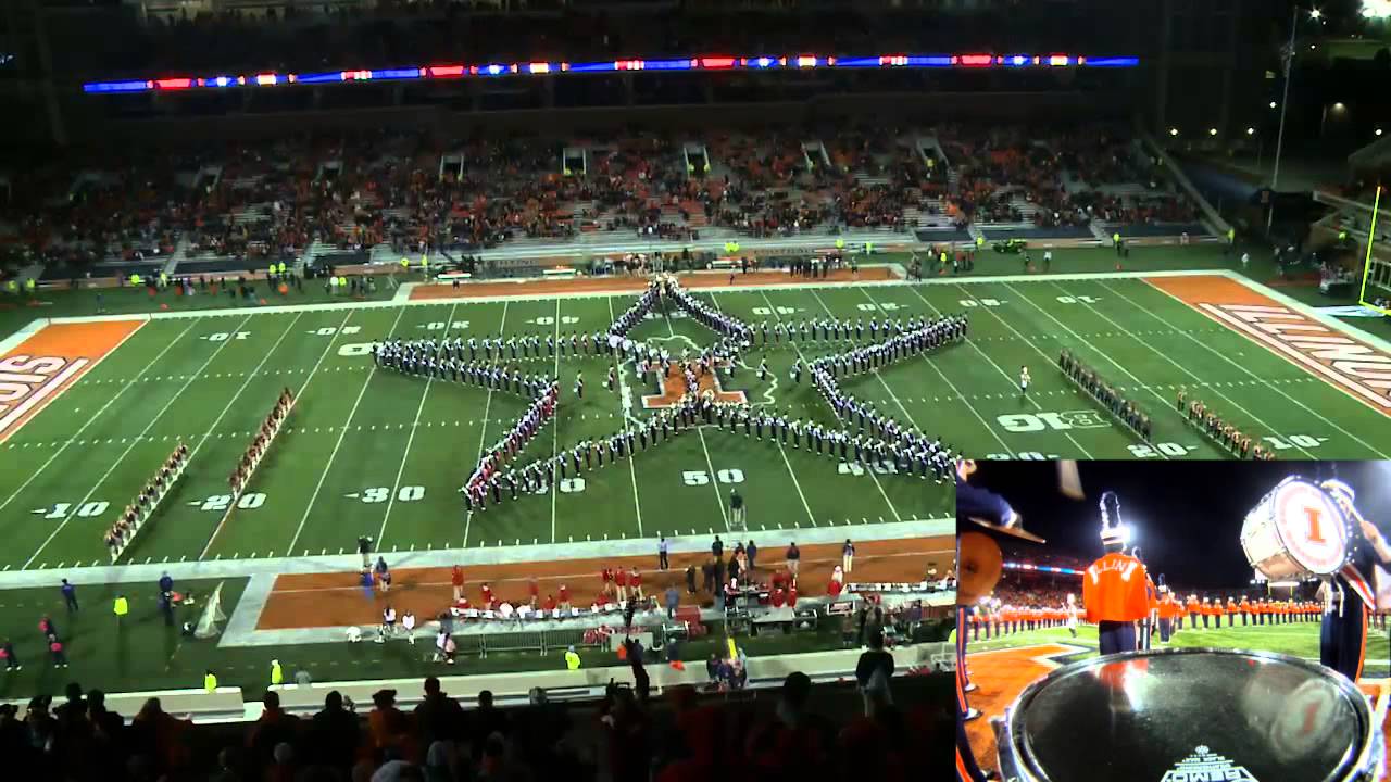 2013 Marching Illini Pregame - Drum Cam (10/19/13)