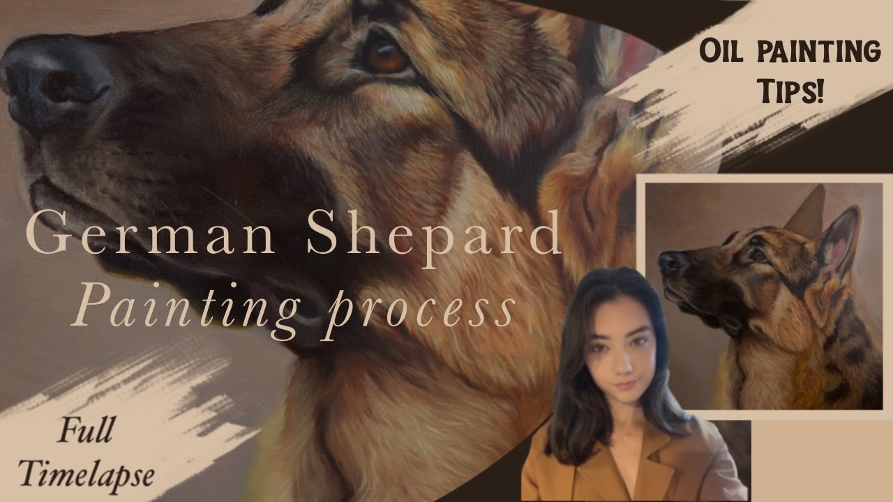 My first art video! German Shepard portrait | Oil painting process + Tips