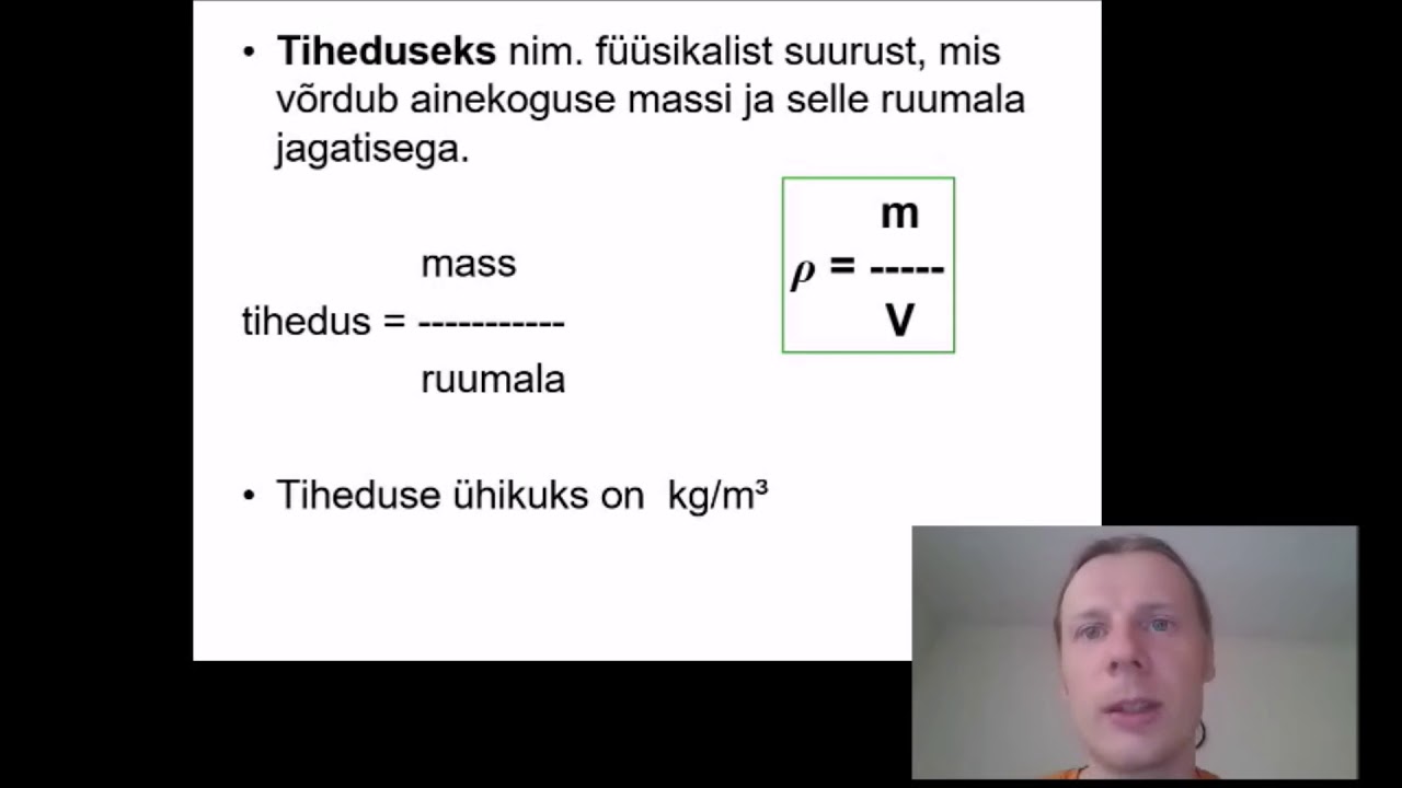 Põhikooli füüsika - 8. klass - Teisendamine ruumalaühikutega - Tihedus