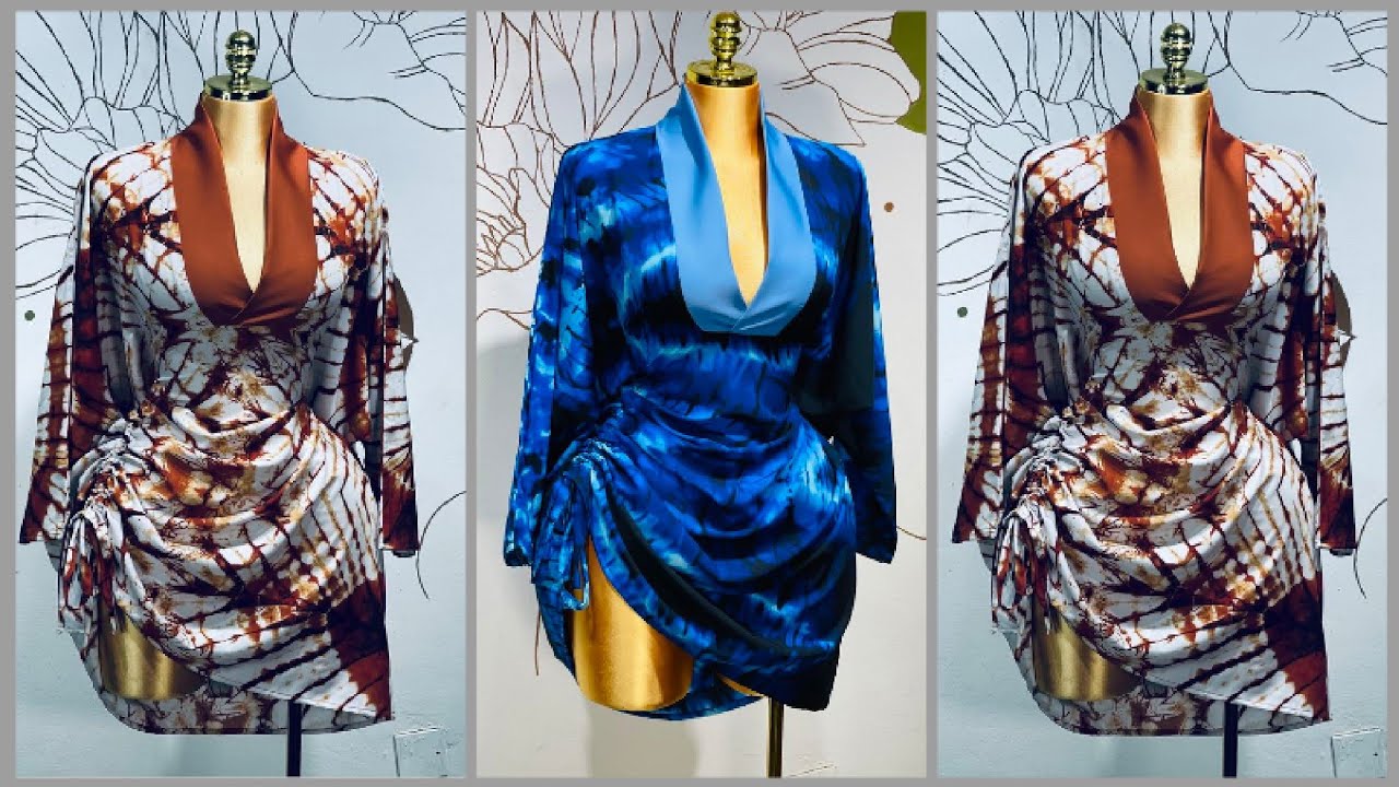 How To Cut And Sew A Side Ruched Bubu Dress With BuiltUp Neckline And Snatched Waist