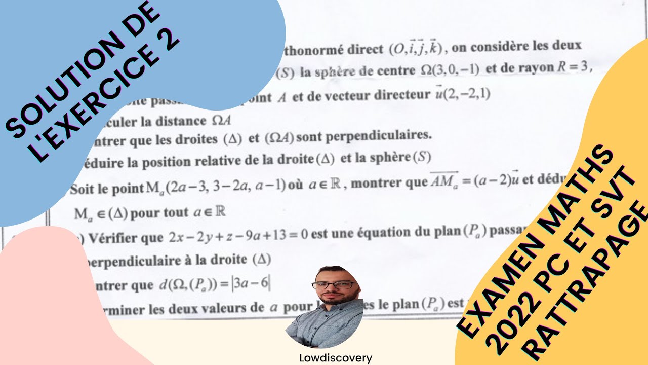 Correction examen national 2022 Maths Rattrapage Exercice2 | Géométrie dans l'espace | PC et SVT