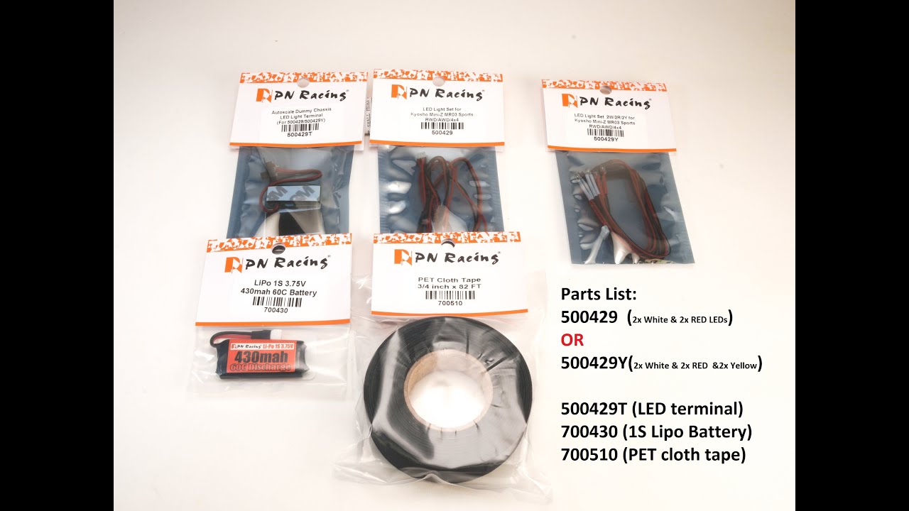 How To Install PN Racing Mini-Z Dummy Chassis LED Terminal Kit 500429T, LED Light Kit, Masking Tips
