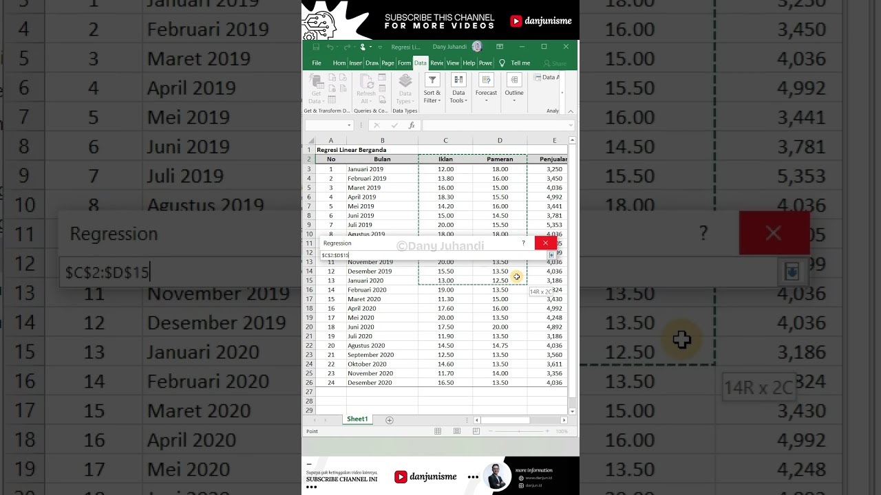 Analisis Regresi Berganda Pakai Ms. Excel