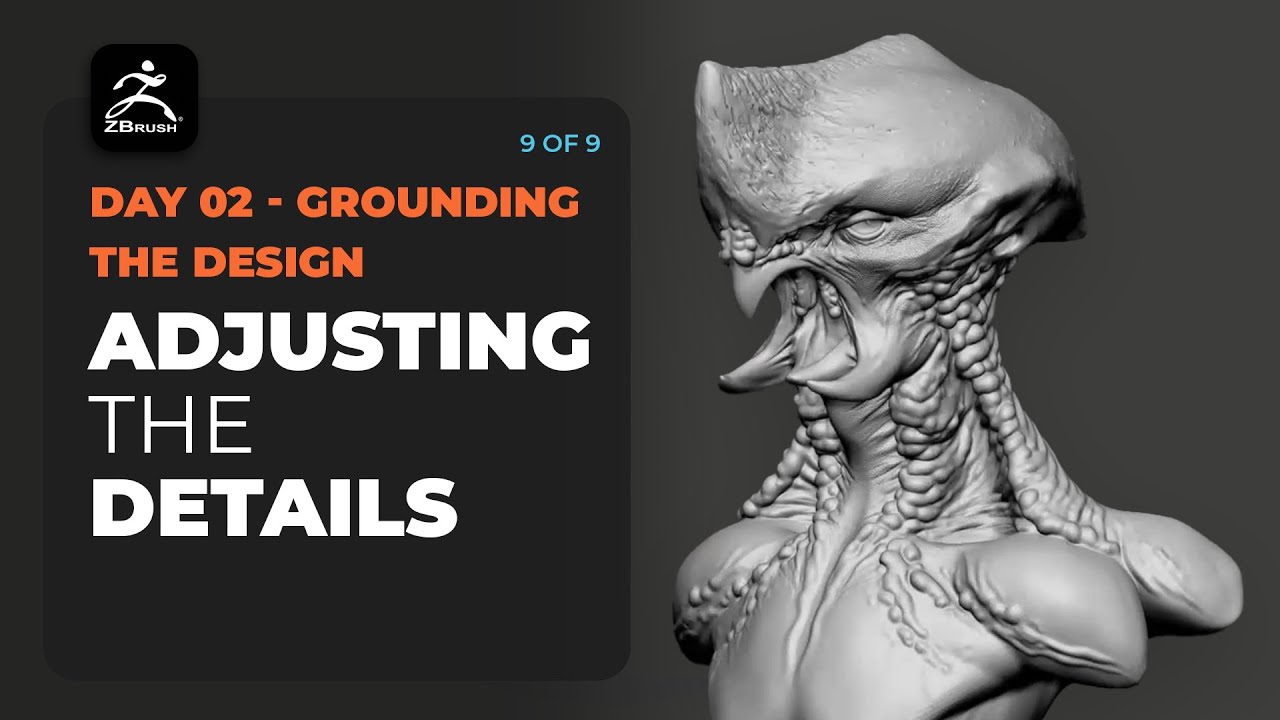Refining the creature details in ZBrush with layers and Morph Target