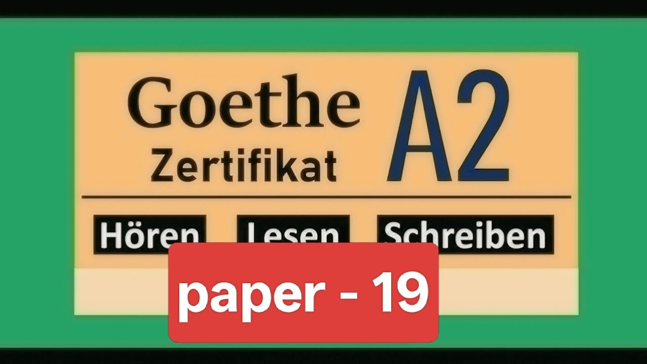 GermanA2 | Test-19, Hören, Lesen, Schreibn, sprechen|Goethe-Zertifikat A2 #Arena A2 #video #prüfung