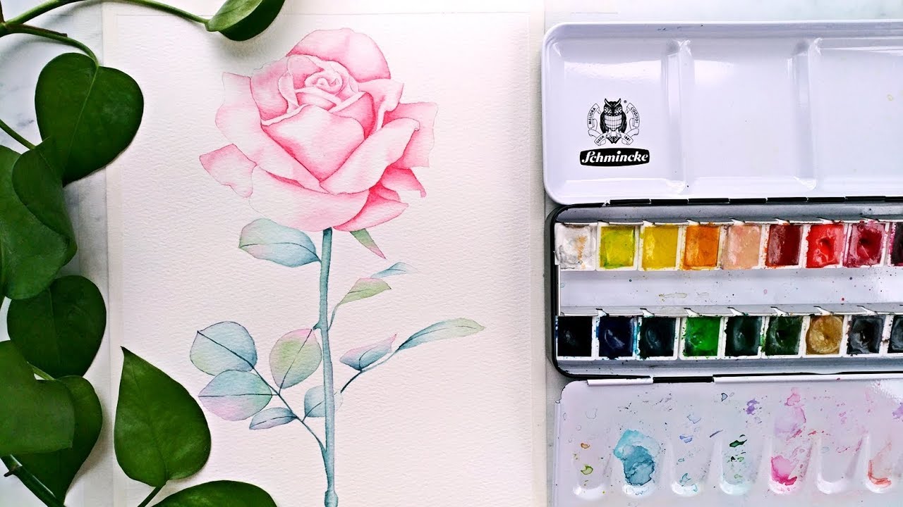 【Dee水彩】如何画出水润丝滑玫瑰花？watercolor painting