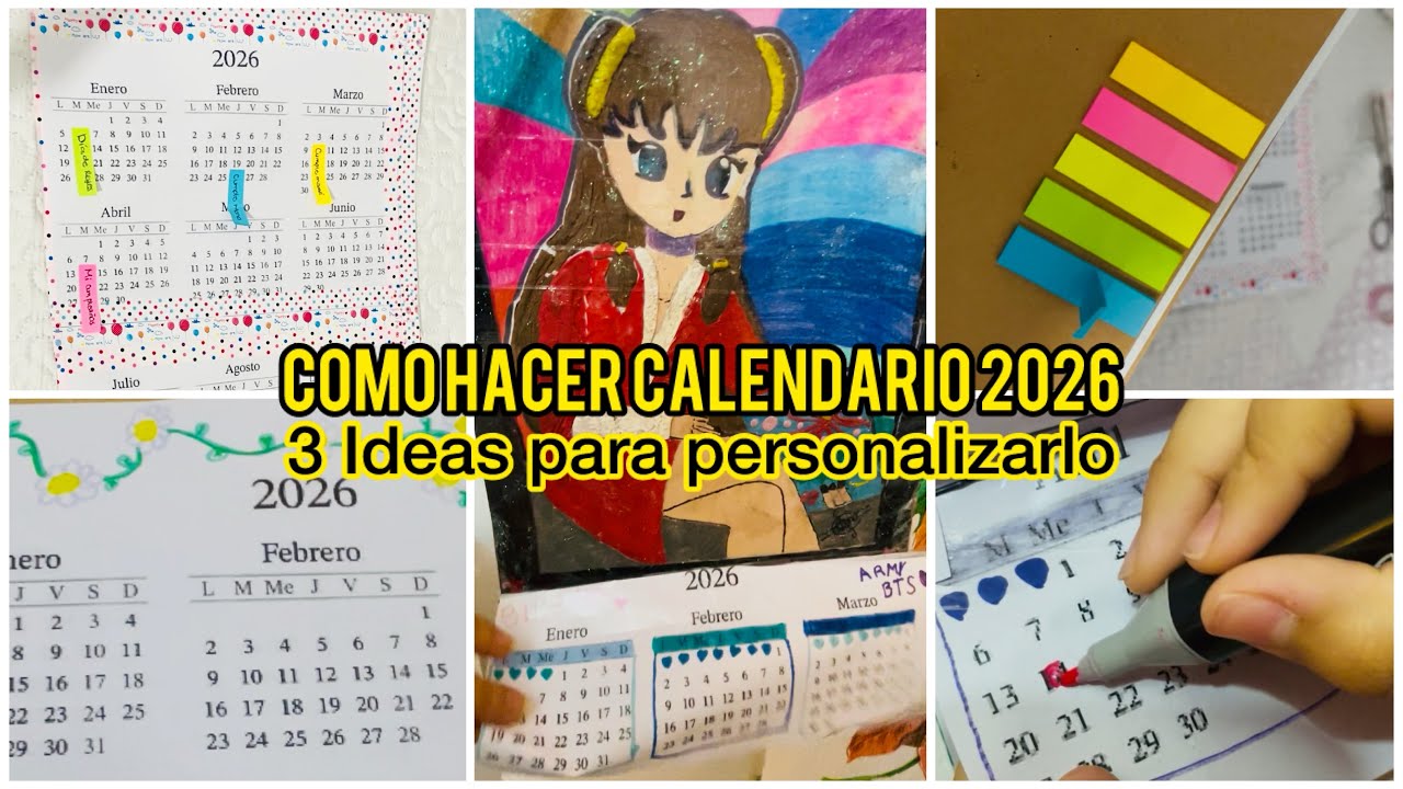 Cómo hacer un calendario 2026 de pared personalizado 3 Ideas DIY Tutorial y plantilla para imprimir 