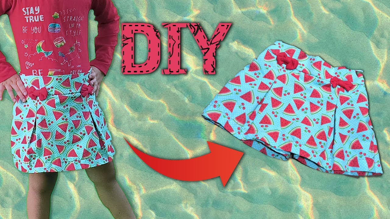 DIY  ✂    COMO FAZER SHORT  SAIA   F&Aacute;CIL  USANDO APENAS UM  SHORT  PRONTO COMO BASE.