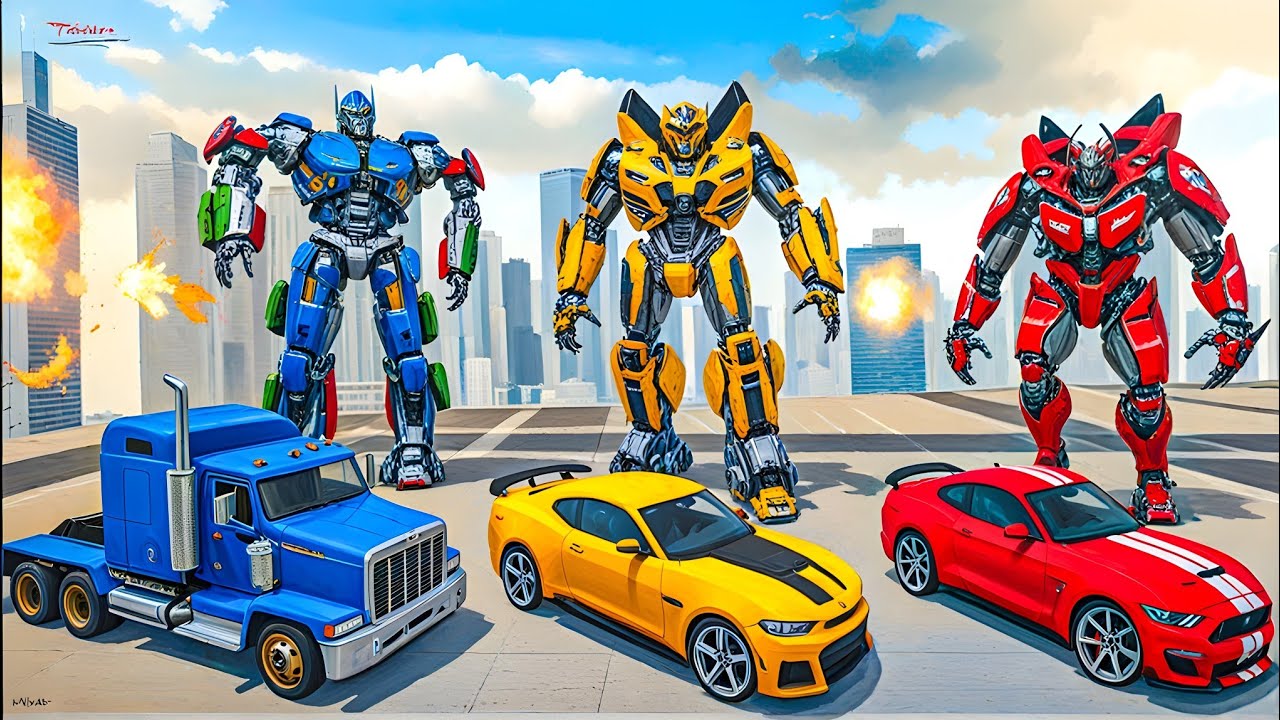 Optimus Prime Bumblebee and Magnetron The Transformers Jet Bike Car Robot - Android Gameplay