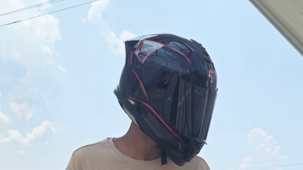 Streat Bird SBH 57 Glossy Black Red Combination Helmet Street Fighter From Street Bird