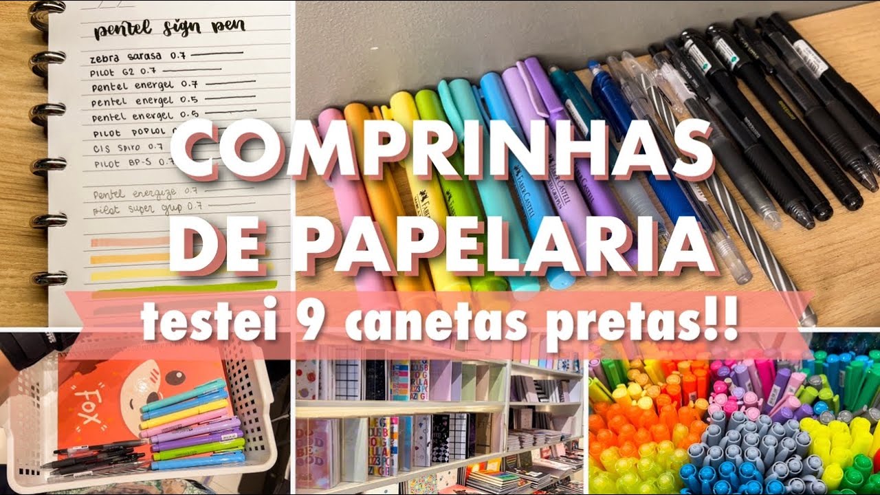 Comprinhas de papelaria na liberdade ( Testei 9 canetas pretas!! ) || Ana Reis