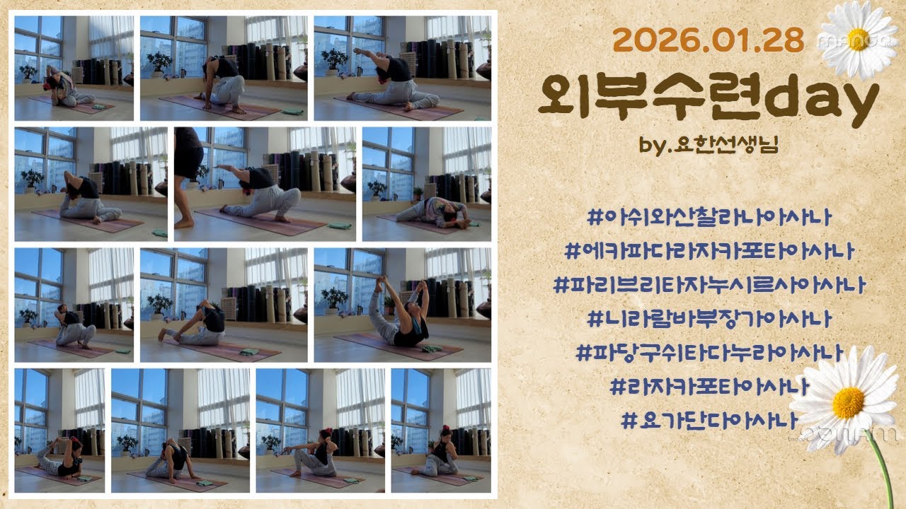 수진요가다이어리)_외부수련/하타요가/1일1요가/아쉬와산찰라나아사나/니라람바부장가아사나/파당구쉬타다누라아사나