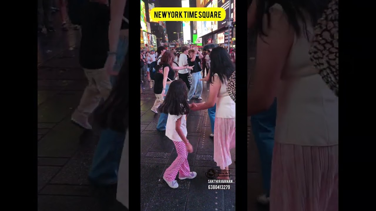 Newyork Time square parai performance people response -2025 / Sakthi Ravanan / Parai school / parai