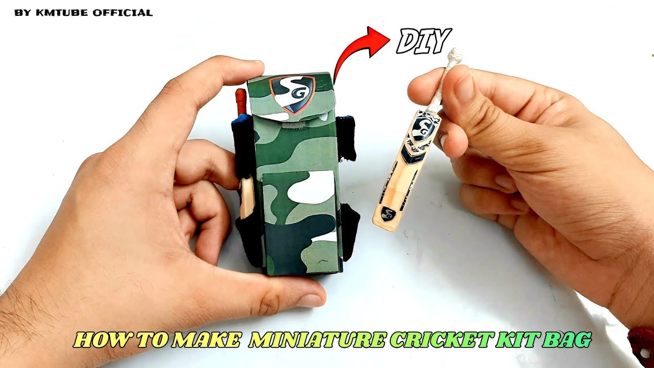 HOW TO MAKE MINIATURE CRICKET KIT BAG🤯|BY KMTUBE OFFICIAL|#cricket