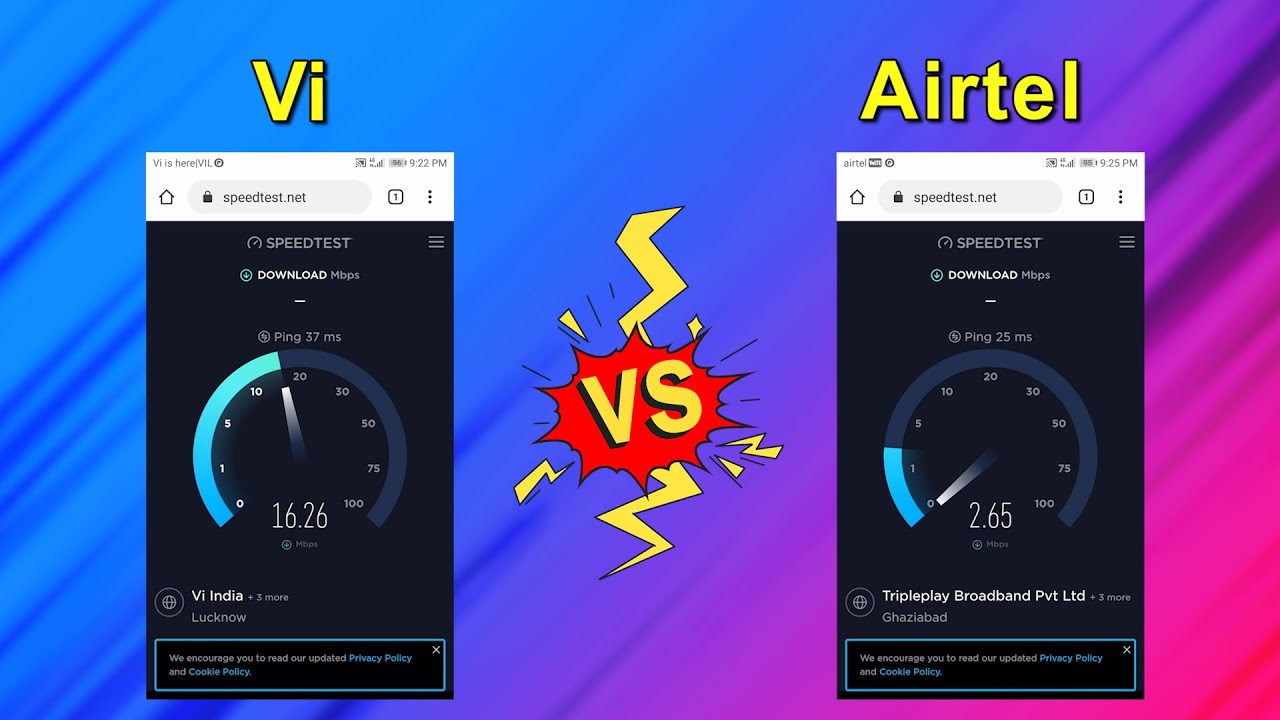 Airtel Vs Vi Speed Test l Vi-Sim Speed Test
